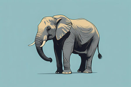 Elephant on a blue background. Vector illustration of an elephant.の写真素材