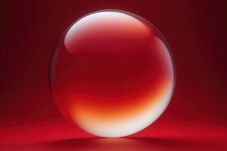 Crystal ball on a red background. 3d rendering. Computer digital drawing.の写真素材
