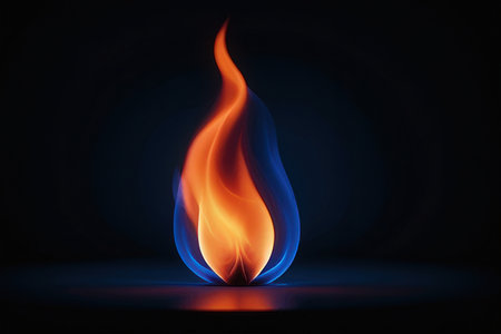 Realistic fire flames on black background. 3d vector illustration.の写真素材