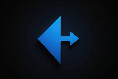 Blue arrow icon on black background. 3d illustration. Business conceptの写真素材