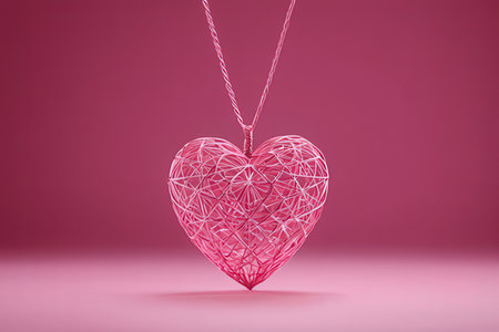 Pink heart on a pink background. 3D rendering. Valentine's Day.の写真素材