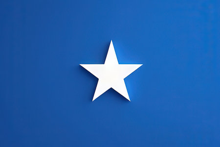White star on a blue background.の写真素材