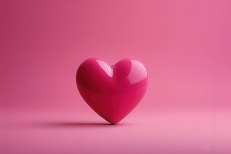 Pink heart on pink background. Valentine's day concept. 3D Renderingの写真素材