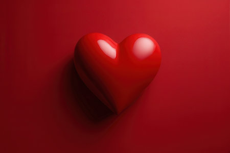Red heart on a red background. Valentine's Day. 3D renderingの写真素材
