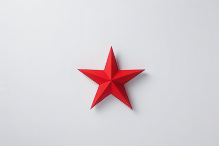Red star on a white background. 3d rendering, 3d illustration.
