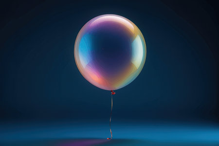 Colorful balloon on a blue background. 3D Rendering.の写真素材