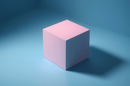 3d render of a cube on a blue background with space for textの写真素材