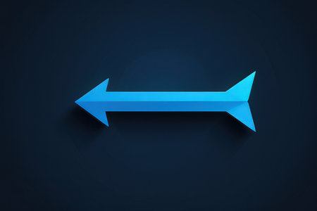 Blue arrow icon on dark background. Vector illustration. Eps 10.の写真素材