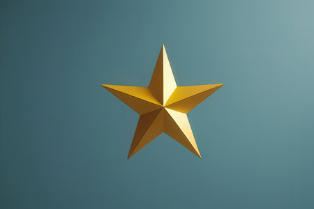 Golden star on a blue background. 3d rendering, 3d illustration.