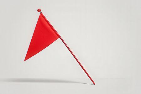 Red flag on a white background. 3d rendering and illustration.