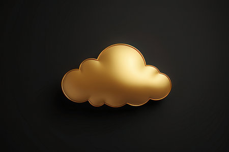Golden cloud on black background. 3D rendering. Computer digital drawing.の写真素材