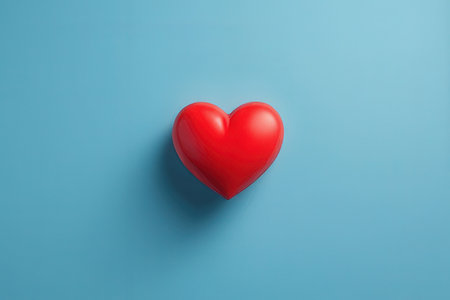 Red heart on blue background. Valentines day and love concept.