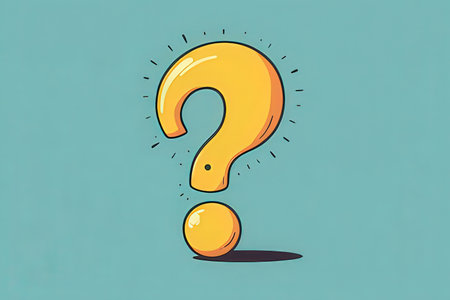 Question mark with yellow ball on a blue background. Vector illustration.