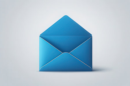 Blue Envelope on a white background. 3D Rendering