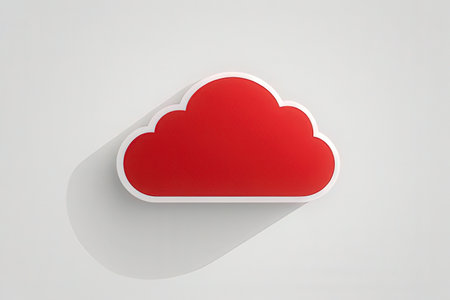 Cloud computing concept. 3d illustration of red cloud on white backgroundの写真素材