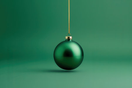 Green christmas ball on a green background, 3d render.の写真素材