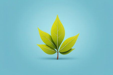 Leaf icon isolated on blue background. 3d rendering illustration.