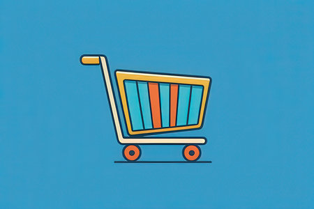 Shopping cart icon on blue background. Vector illustration. Eps 10.の写真素材