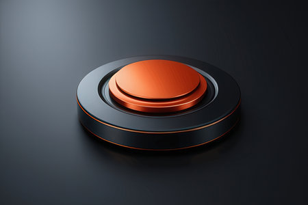 3d rendering of a round button on a dark background. 3d illustration