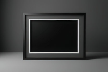 Black frame in a dark room. 3d rendering. Computer digital drawing.の写真素材