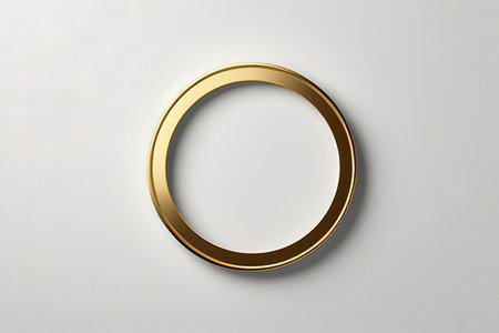 3d render of a golden ring on a white background with copy spaceの写真素材