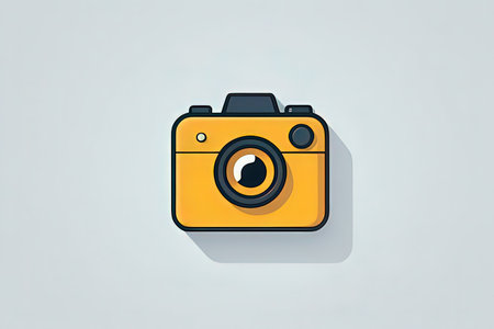 Retro camera icon isolated on a white background. Vector illustration.の素材