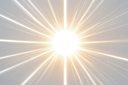 abstract background with sunbeams and lens flare. 3d renderの素材