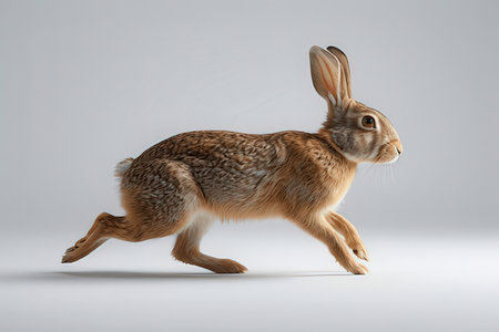 3d rendering of a brown hare running isolated on white background