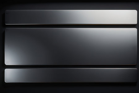 Metal plates on a black background. 3d rendering. Computer digital drawing.の写真素材