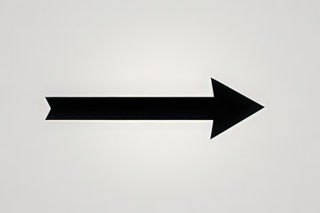 Black arrow on a white background. The concept of the direction of movement.の写真素材