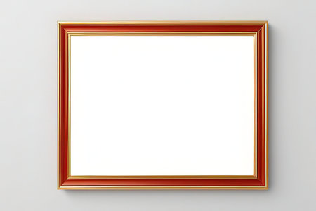 blank picture frame on white wall background, 3d render and illustration
