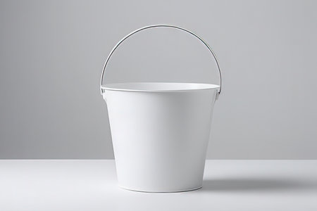White bucket mockup on white background. 3d render illustration.の写真素材