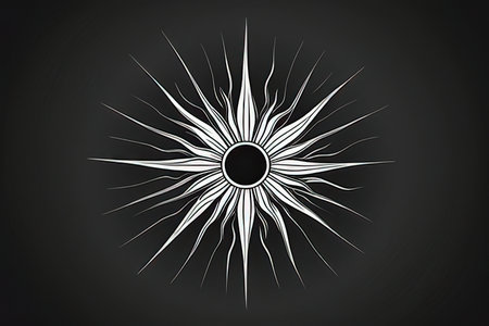 Illustration of sun on a black background. EPS 10 vector file includedの写真素材