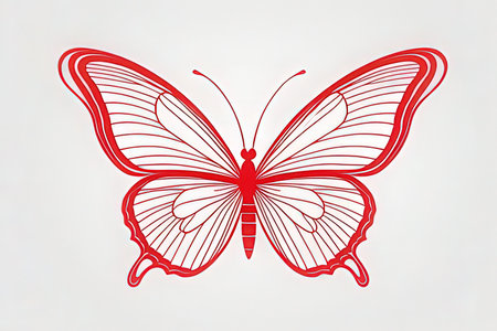 butterfly red color on a white background. vector illustration.の写真素材