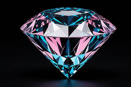 diamond on black background. 3d rendering, 3d illustration.の写真素材