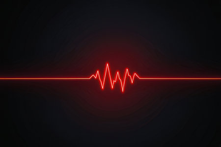 Neon electrocardiogram on black background. 3d renderingの写真素材