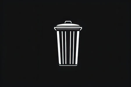 Illustration of a trash can on a black background with space for textの写真素材