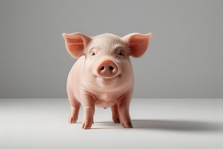 Pig on a gray background.の写真素材