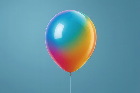 Colorful balloon on blue sky background. 3d render illustration.の写真素材