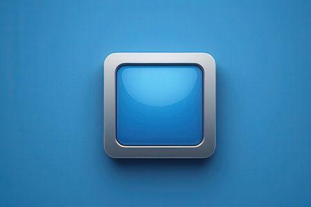 3d rendering of blue button on a blue background with shadow.の写真素材