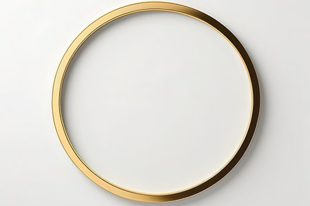 Round gold frame on a white background. 3d render illustration.の写真素材