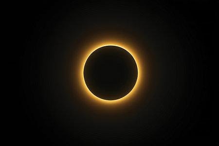 Solar eclipse of the sun on a dark background. Vector illustration.の写真素材