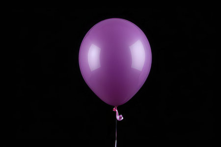 Purple balloon isolated on black background. 3d render image.の写真素材