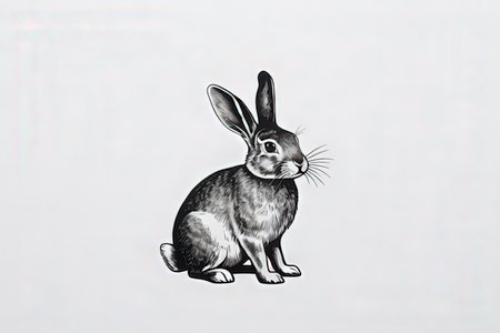 Rabbit sketch on a white background. Hand-drawn illustration.の写真素材