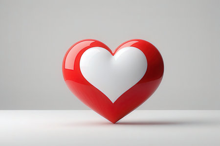 Red heart on white background. 3D illustration. Love concept.の写真素材