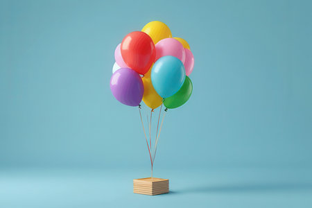 Colorful balloons on a blue background. 3D Rendering.