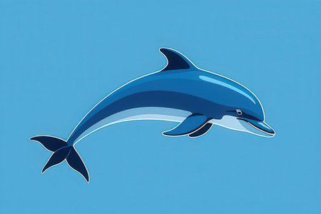 Illustration of a dolphin isolated on a blue background - 3d renderの写真素材
