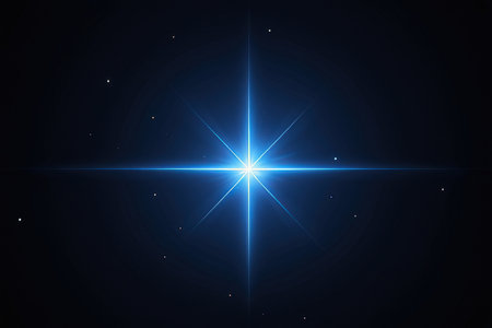 abstract blue background with star and lens flare. vector illustration.の写真素材