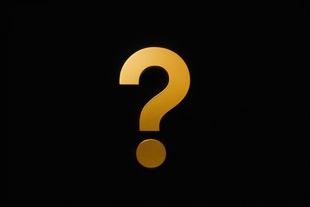 Gold question mark on black background. Question mark on black background.