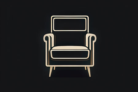 3D rendering of an armchair isolated on a black background.の写真素材